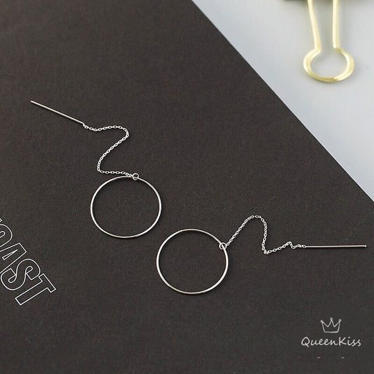 Sterling Silver S925 Big Circle Silver Circle Dazzling Circles Earrings -- Swinging Baby!!