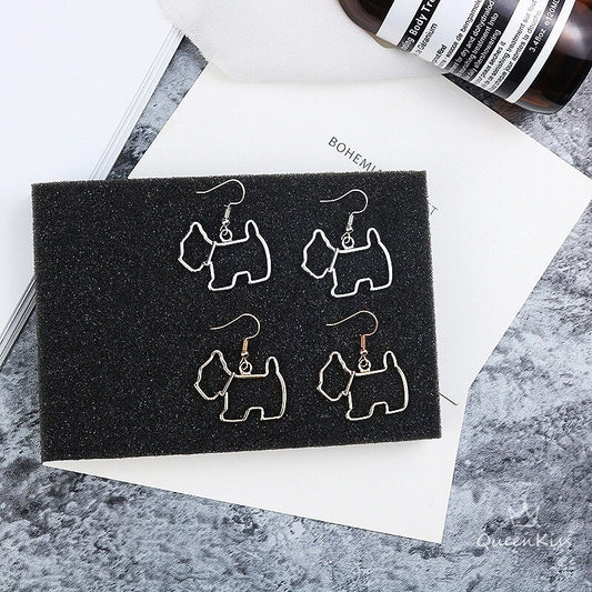 Cute Adorable Puppy Dog Doggy Silver and Gold Fishhook Earrings -- Best Buddy!!