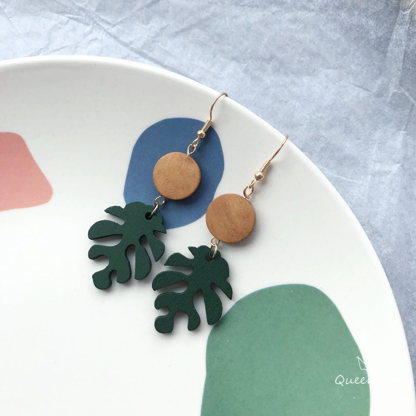 Sweet Wooden Leaves and Circle Trendy Earrings -- Let's go for holidays!!