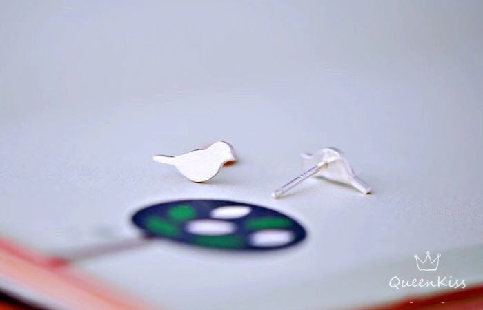 Sterling Silver 925 Stud Earrings Cute Bird Stud Earrings Modern Studs Minimal Stud Earrings Gift for her