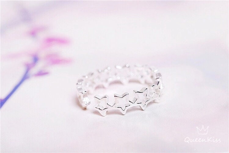 Vintage Star Adjustable Silver Ring