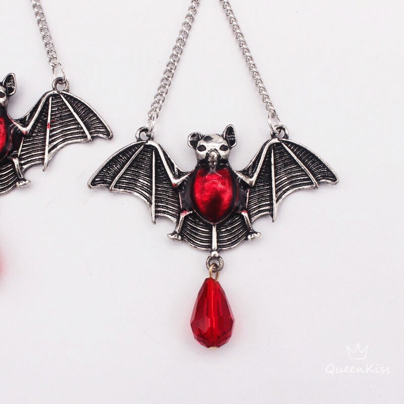 Enamel Earrings Family Bats Blood Gothic Dangle Horror Earrings Halloween Earrings Creepy Goth Grunge Earrings