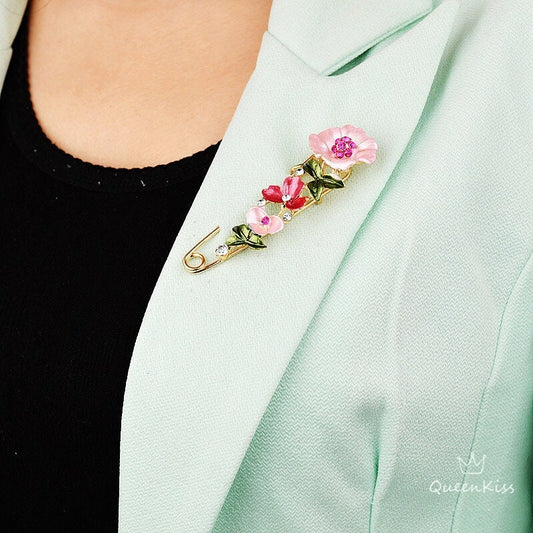 Colourful Brooches Pink Blue Navy Flower Gift for Her, Mother, Kid, Sister, Good Friends