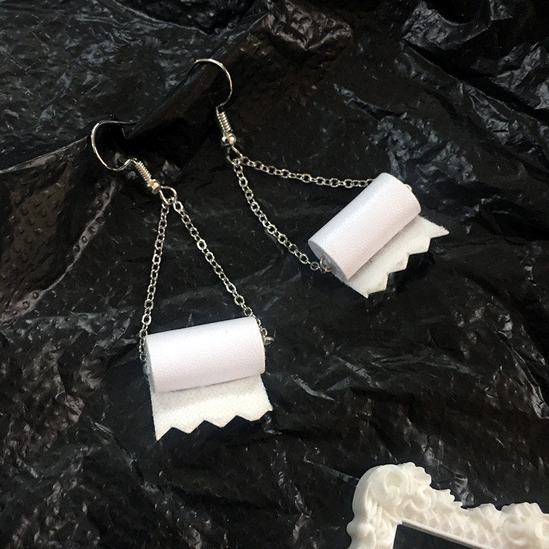 Quirky Sweet Light Cute Toilet Paper Acrylic earrings -- Toilet Paper Mania!!