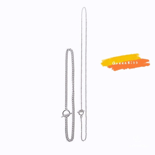 Funky Punk Stainless Steel Thick Ring Two Layers One Set Silver Necklace -- No One Loves You Like Me!!