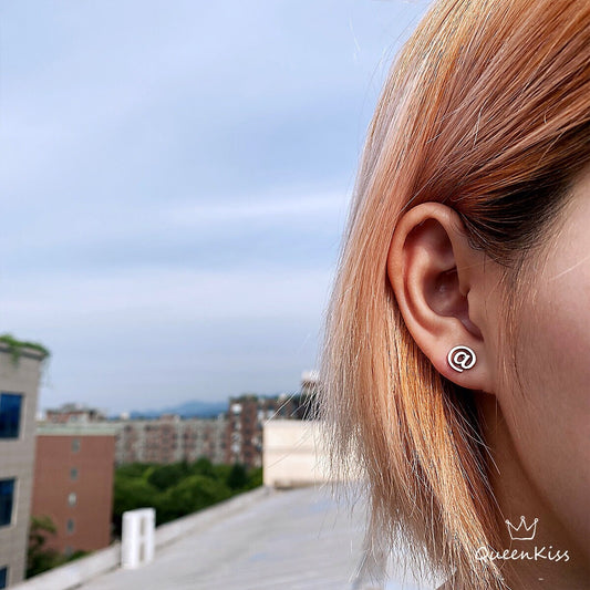 Cute Creative @@ Pair of Earrings Silver stainless steel swoosh minimal studs For Man Woman Him Her- Internet World!!!