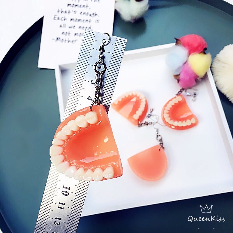 Bit Heavy Quirky Adorable Teeth and Mouth Earrings -- Love Ya Everyday!!