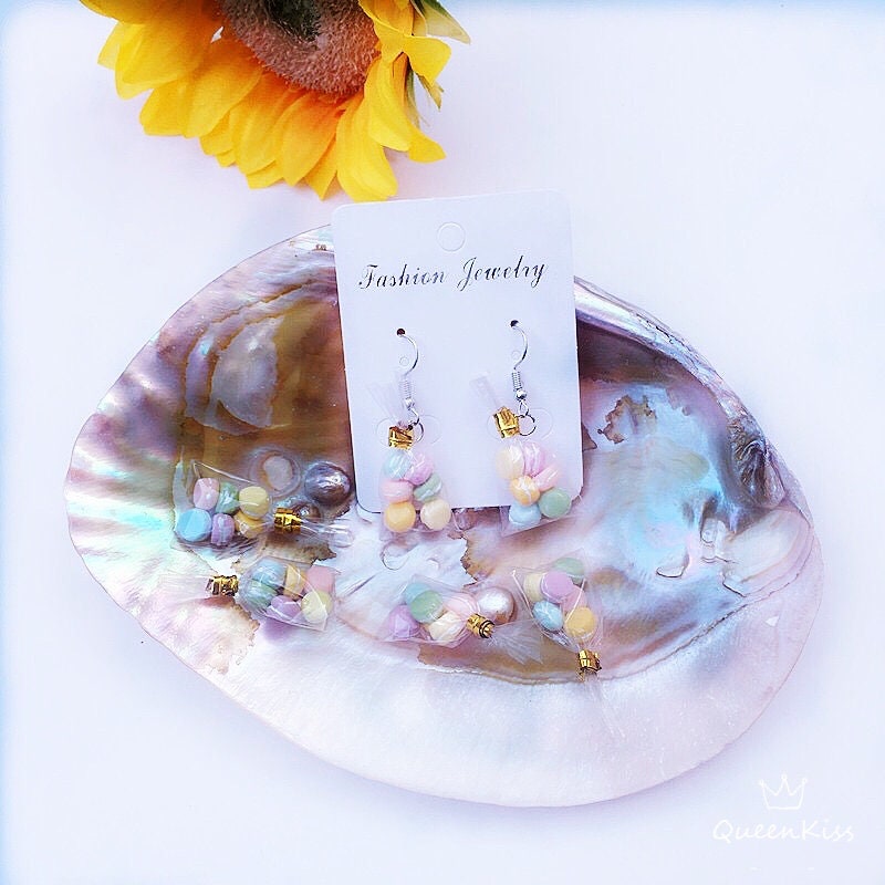 Adorable Little Bag of Colorful Macarons Light Earrings -- Tasty Love!!