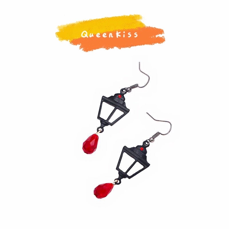 Quirky Darkness Night Black Lantern Earrings Halloween Earrings Creepy Goth Grunge Earrings