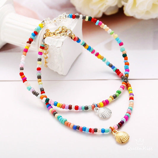 Cute Adorable Shell and Beads Gold and Silver Anklet Gift for Girlfriend Sister Mother Daughter Her -- Bondi Life!!