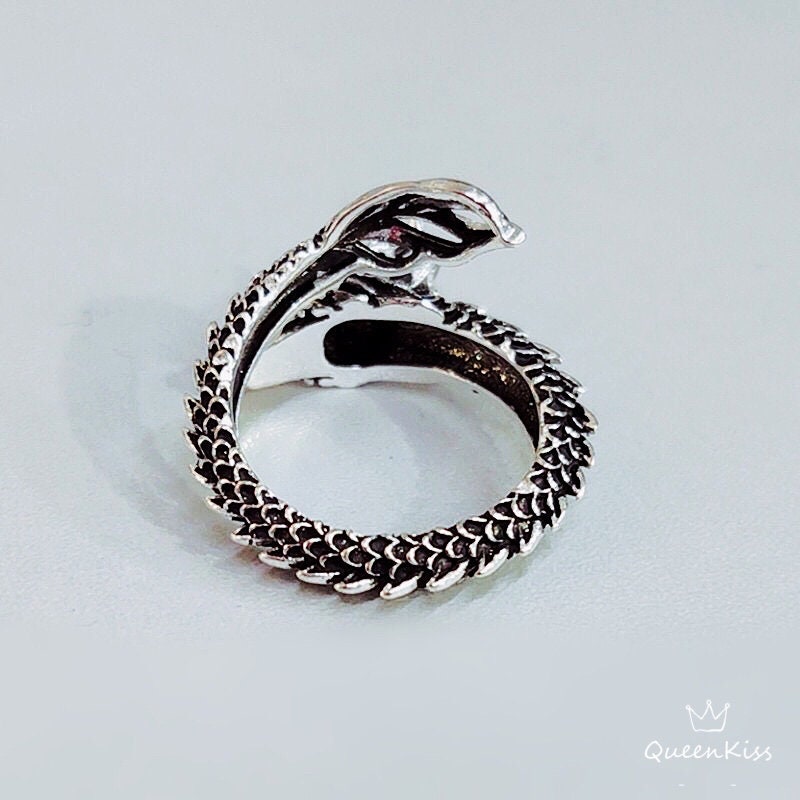 Super Cool 3D Dragon Minimalist Vintage Adjustable Silver Ring