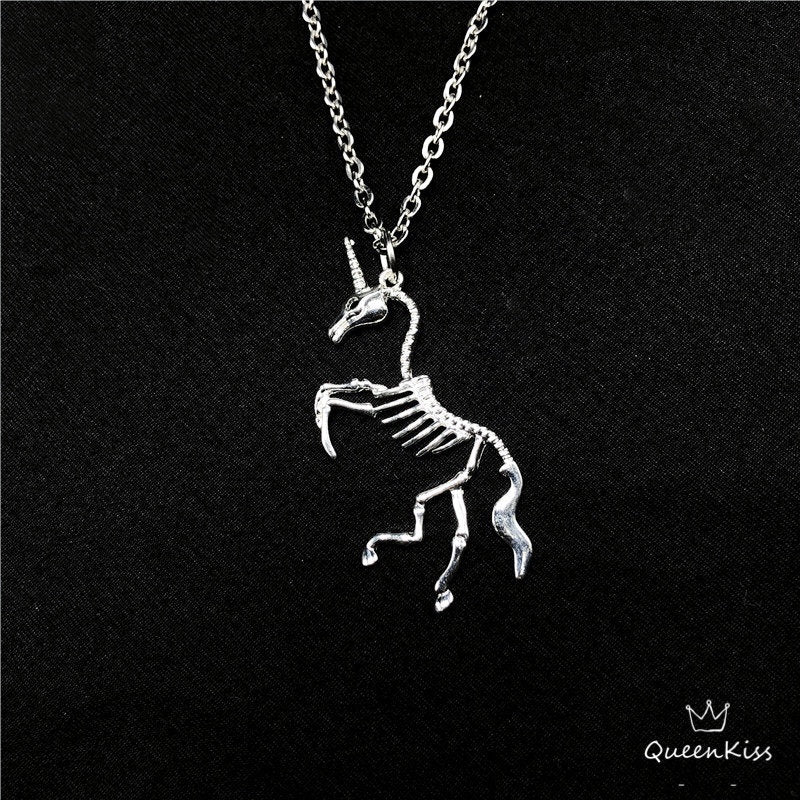 Cool Unicorn Skeleton Silver Necklace - Immortal Life!