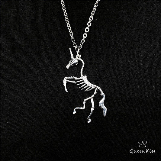 Cool Unicorn Skeleton Silver Necklace - Immortal Life!