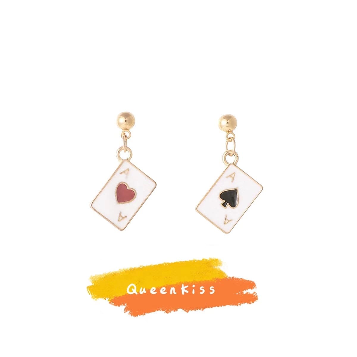 Cute Light Trendy Red Heart Ace Poker Card Earrings - Ace Master!!