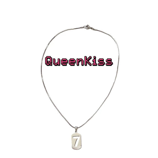 Funky Punk Stainless Steel Cool Number Seven 7 Silver Necklace -- Mr. & Mrs. Seven 7 !!