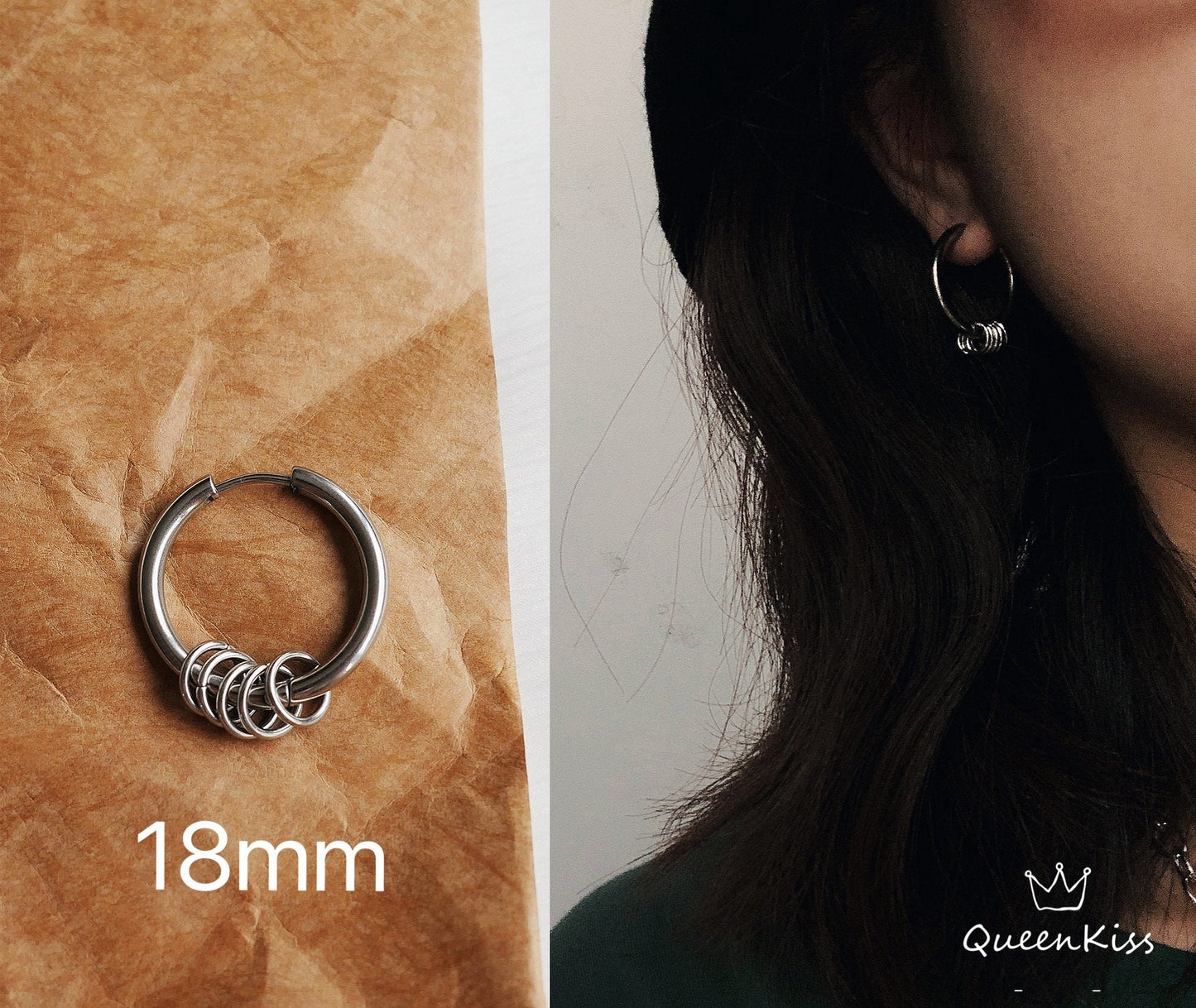 Cool One Pair of Hoop Circle Earrings, Diameter 10mm 14mm 18mm Hoop Earrings,Modern Hoop, Minimal Hoop Earrings, Gift for her and him