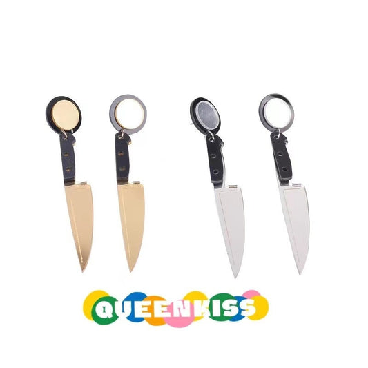Cute Light Trendy Quirky Shining Knife Earrings Gold and Silver Earrings - Kill You With My Eyes!!