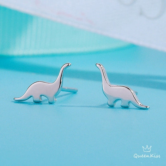 Sterling Silver 925 Stud Earrings Cute Couple Dinosaur Stud Earrings Modern Studs Minimal Stud Silver and Gold Earrings Gift for her