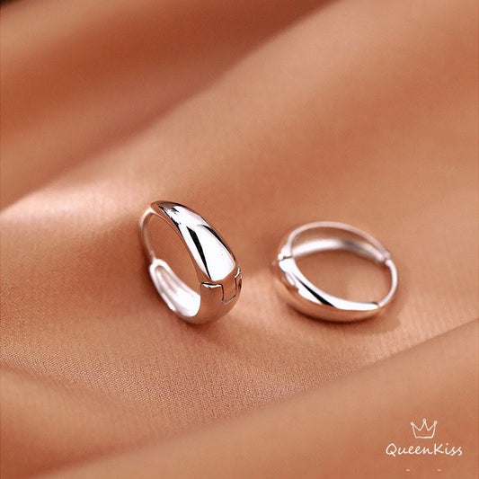 Thick Circle Minimalist Silver Earrings --  Simple Life!!
