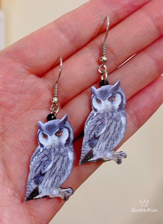 Super Light Acrylic Cute Owl Forest Style Earrings - Night Guardian!!