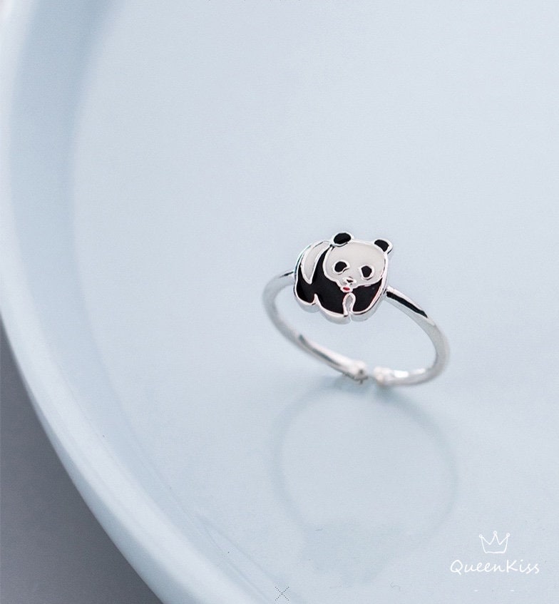 Cute Panda Minimalist Vintage Adjustable Silver Ring -- Only You!!