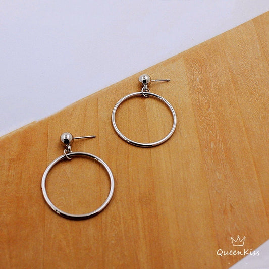Cool Minimalist Simple Stainless Steel Circle Silver And Gold Earrings -- Art Life!!