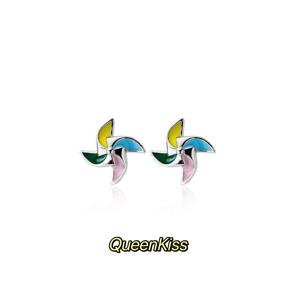 Sterling Silver 925 Stud Earrings Cute Windmill Stud Earrings Modern Studs Minimal Stud Earrings Gift for her