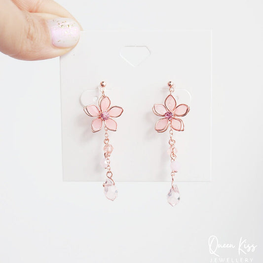 Adorable Flowers Beige Purple Blue Earrings - Flower Mate!!