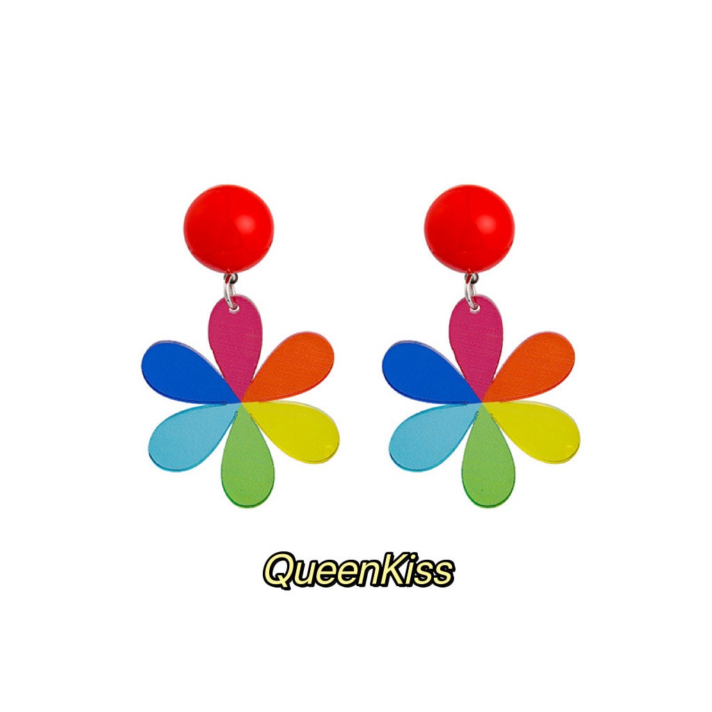 Super Light Acrylic Cute Colorful Flower Style Earrings - Wind Flower!!