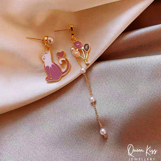Super Cute Salomon Kitty Cat And Ballon Earrings -- Ballon of Love!!