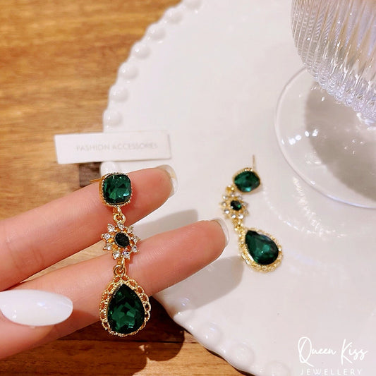 Super Gorgeous Long Dazzle Pretty Romantic Oval Gems Dangle Earrings -- Baby Queen!!