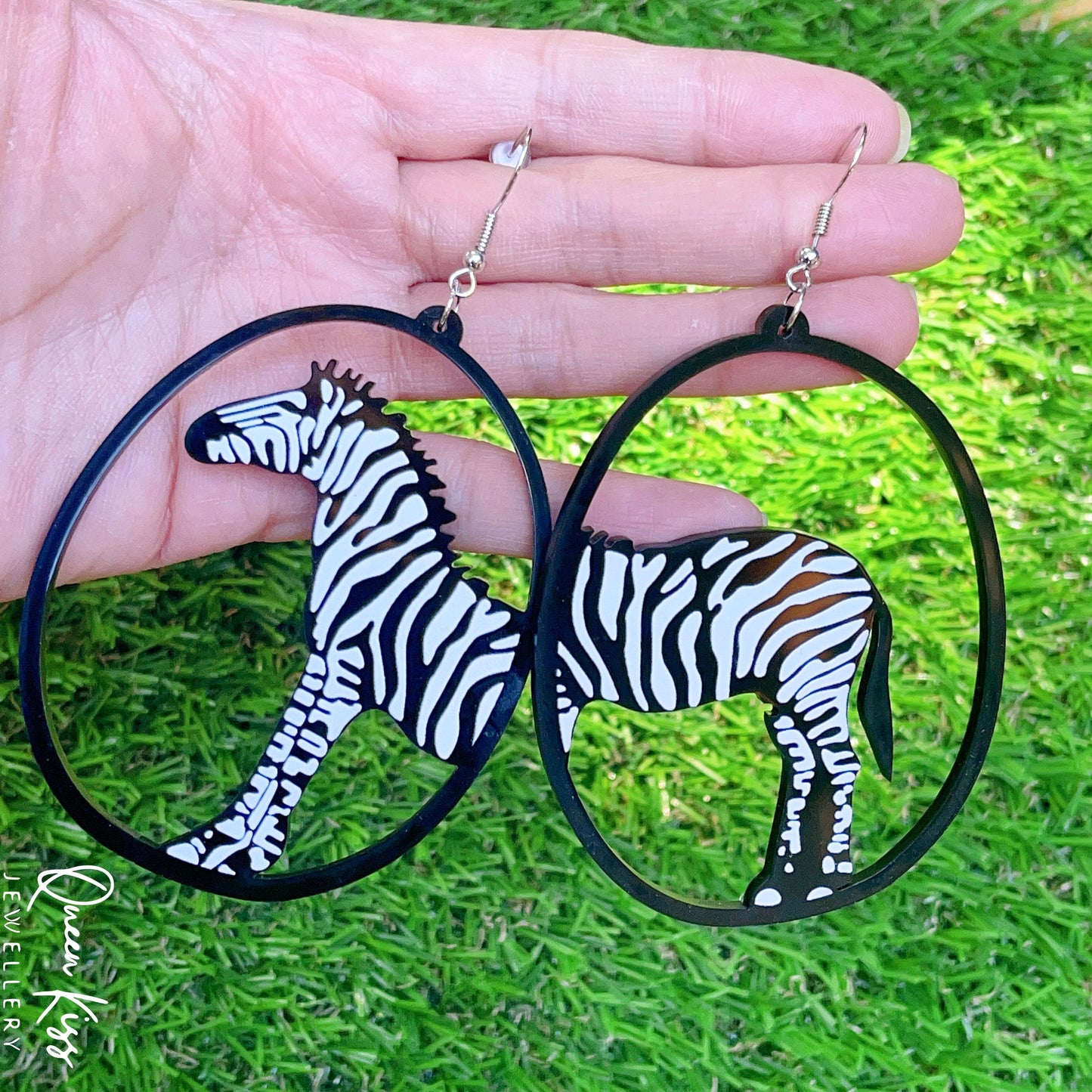 Super Light Acrylic Cute Zebra Earrings - Black and White!!