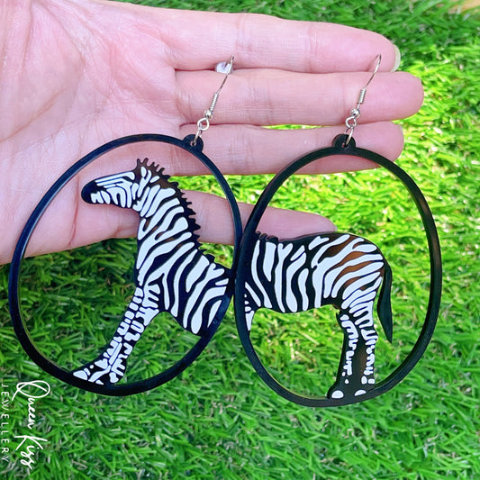 Super Light Acrylic Cute Zebra Earrings - Black and White!!