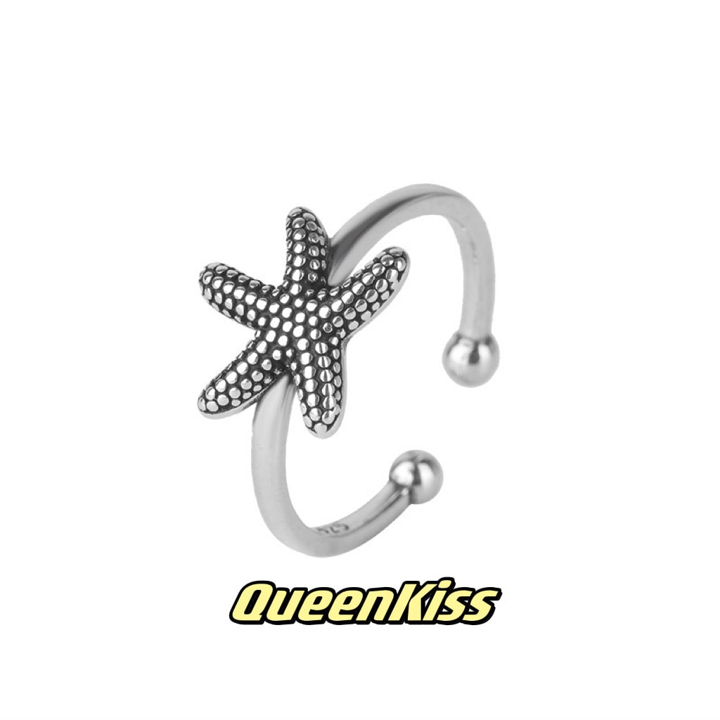 3D Cute Lovely Star Fish Adjustable 925 Sterling Silver Ring