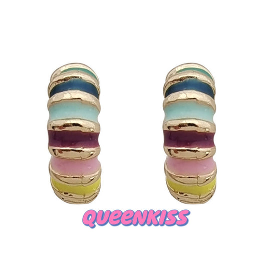 Super Adorable Cute Handmade Rainbow Colorful Blossom Stud Earrings - Color of My Heart!!