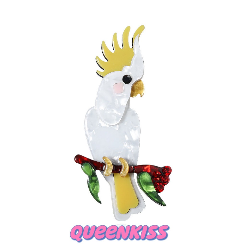 Cute Adorable Good Quality Acrylic Parrot Bird Brooches Artist Gift for Her, Mother, Kid, Sister, Good Friends