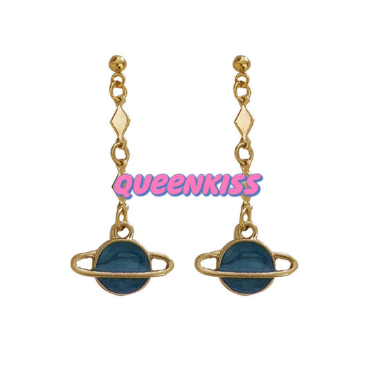 Super Cute Gold Dangle Universe Earrings -- Only One Universe!!