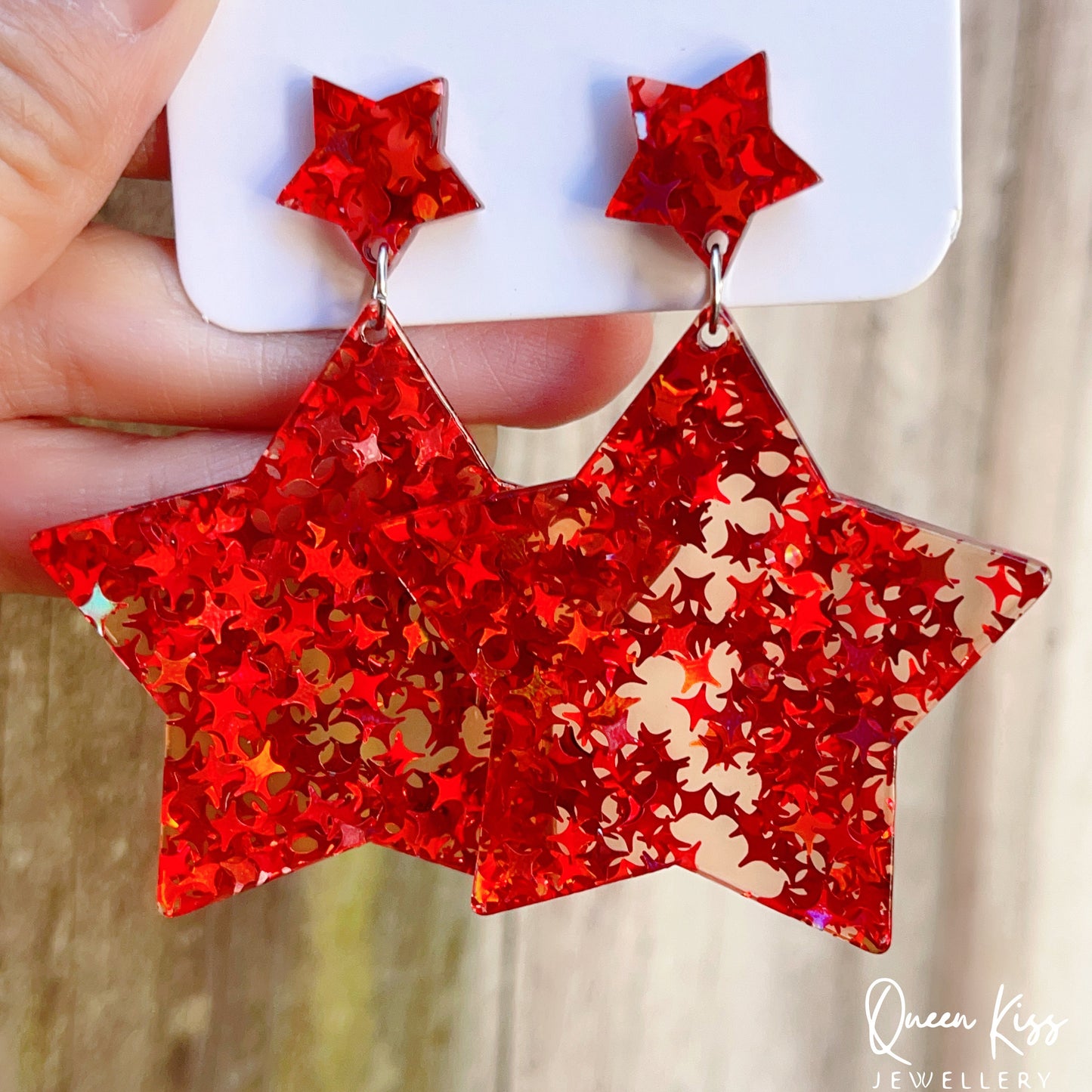Cute Light Trendy Adorable Acrylic Star Set Green Blue Red Stars Earrings - Once Upon A Star!!