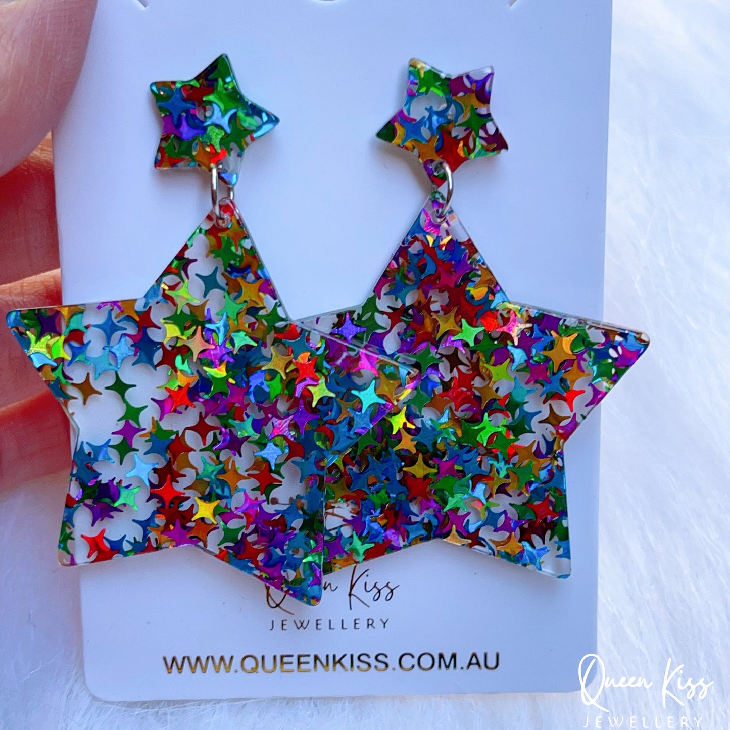 Cute Light Trendy Adorable Acrylic Colorful Sparkling Star Earrings - Once Upon A Star!!