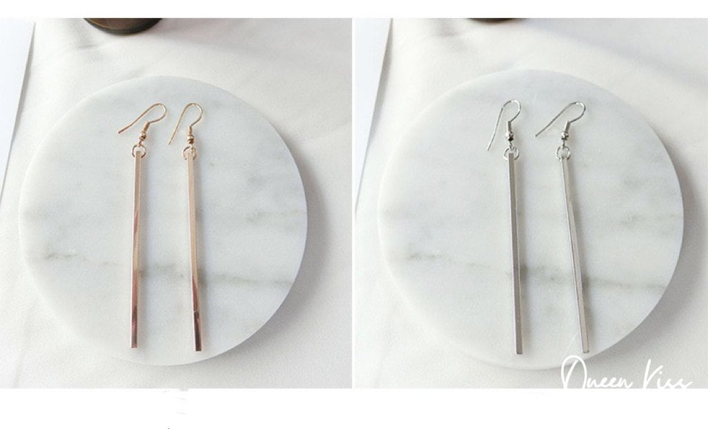 Dangle Silver Gold Silver Long Stick Earrings -- Simplist!!